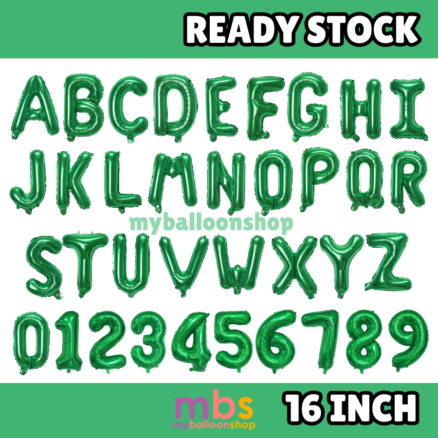 【16 INCH】Green ABC Balloons