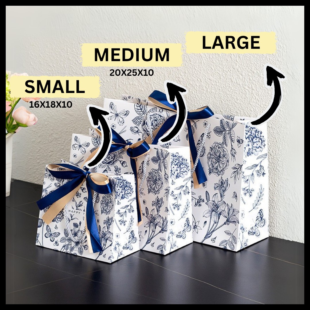 Premium Paper Bag Blue Flower