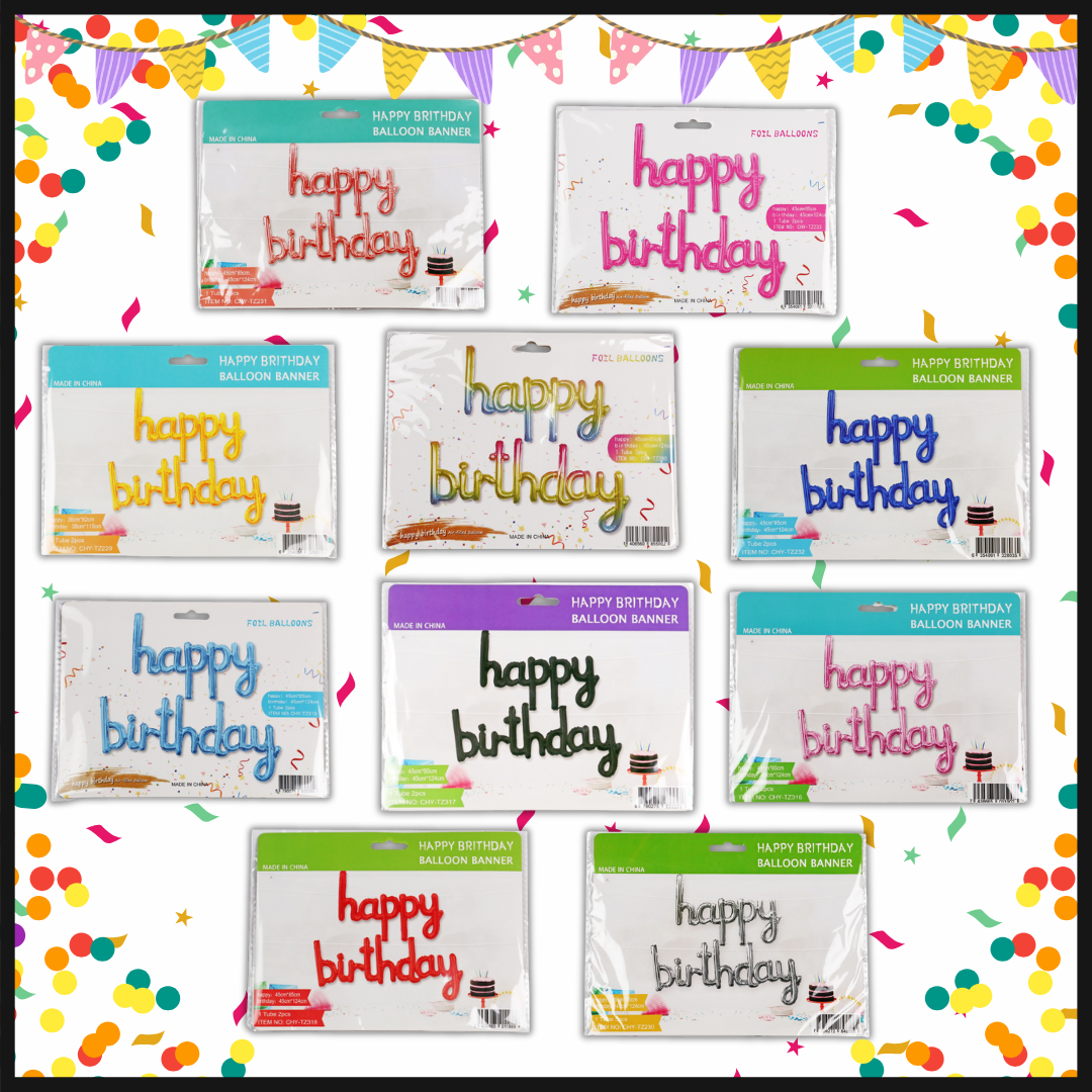 Cursive - Happy Birthday Balloons