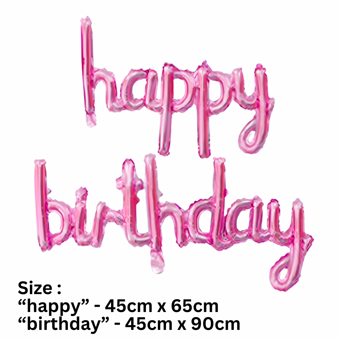 Cursive - Happy Birthday Balloons