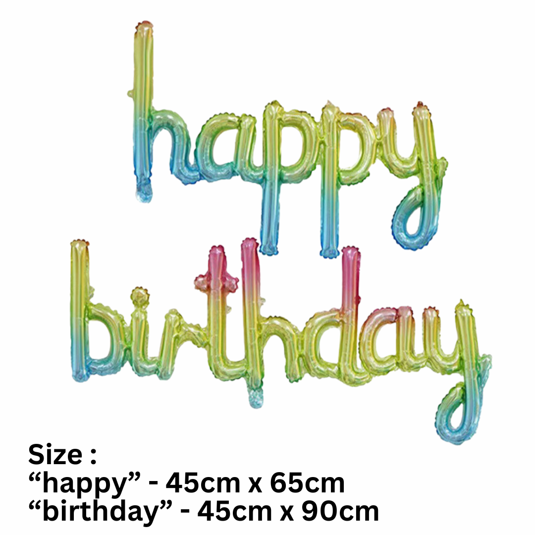 Cursive - Happy Birthday Balloons