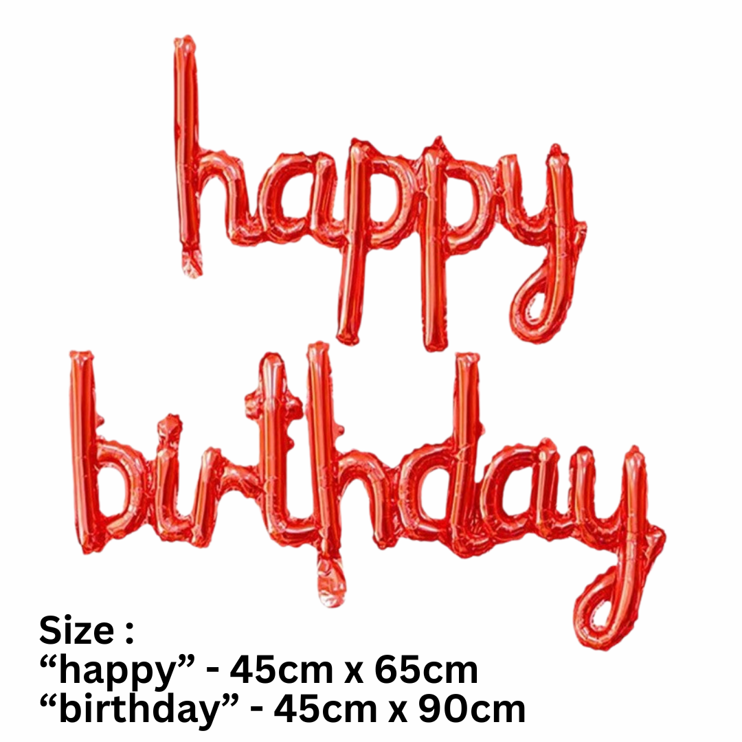 Cursive - Happy Birthday Balloons
