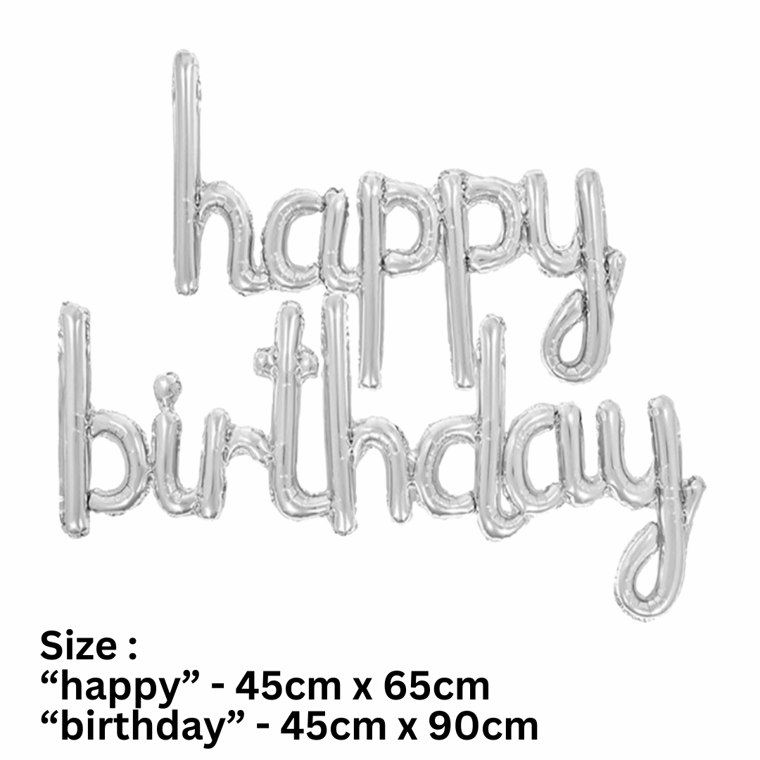 Cursive - Happy Birthday Balloons