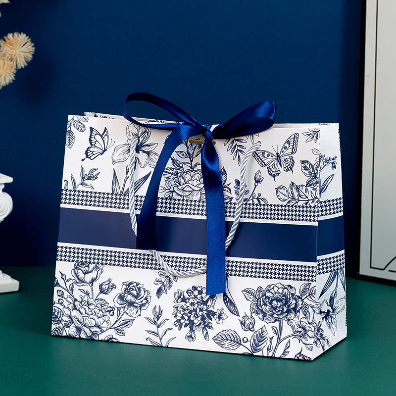 Premium Paper Bag Blue Flower