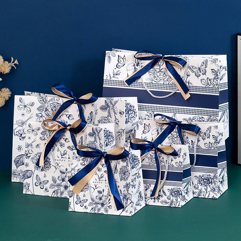 Premium Paper Bag Blue Flower