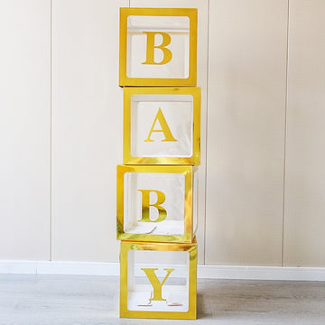 1 pc - Gold Letter Boxes Transparent Birthday Party Decoration (LBOXGO)