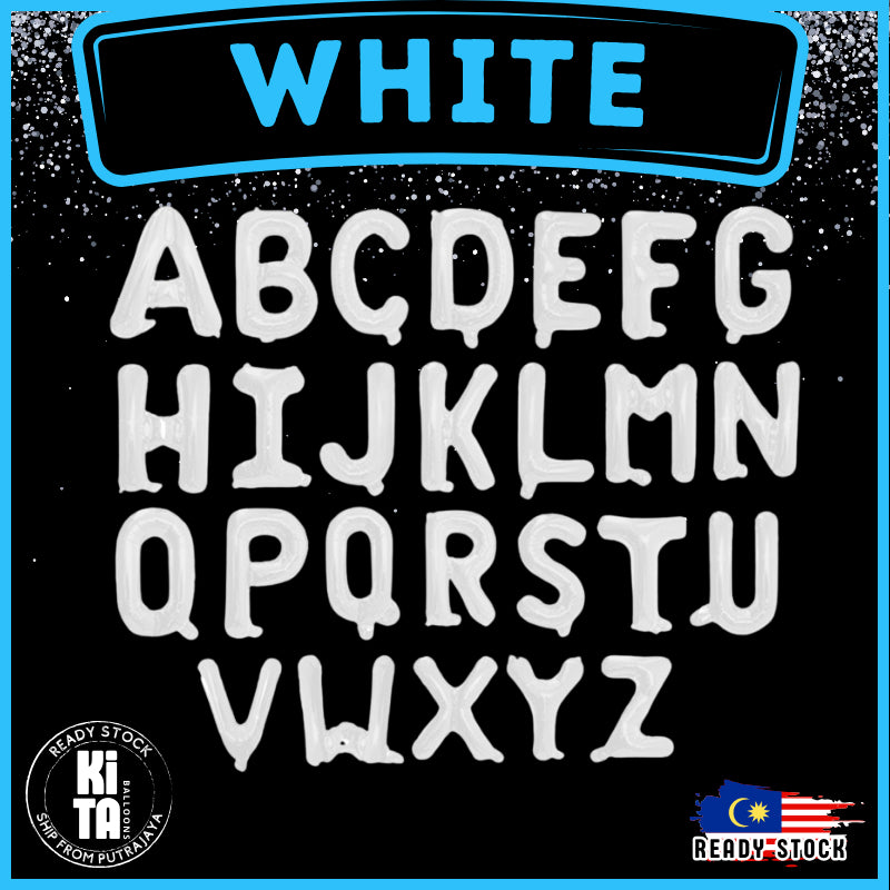 【16 INCH】White ABC Balloons