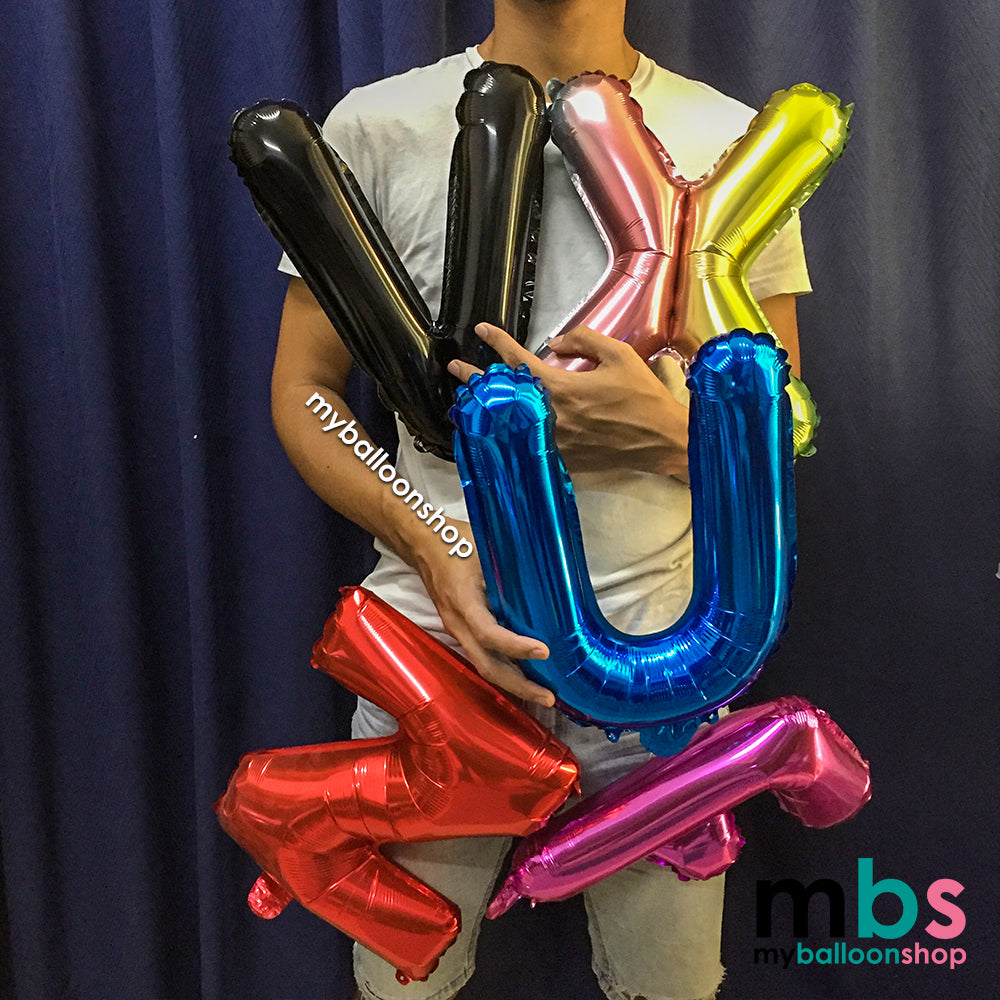 16 Inch - Rainbow Foiled ABC Balloons