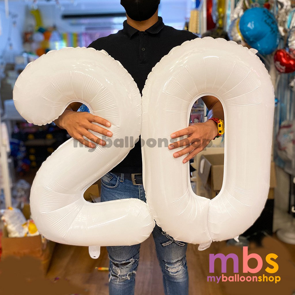 26 inch - White Number Foiled