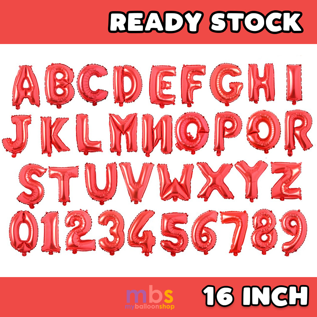 16 Inch - Red Foiled ABC Balloons