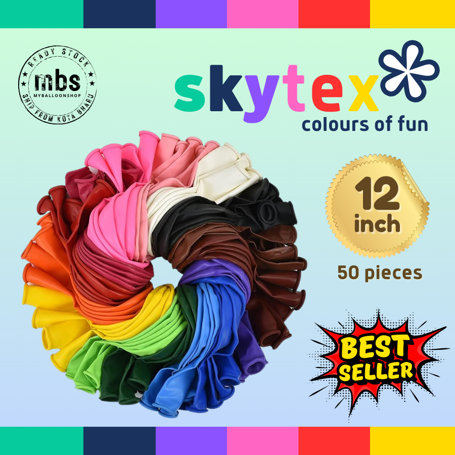 SKYTEX MIX 50 pcs -5/12 inch Mix Colors Latex Multicolors Campur Balloons Wholesale Price [12L]