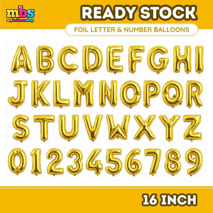【16 INCH】Gold ABC Balloons
