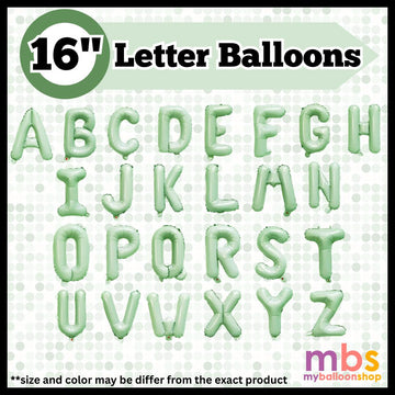 【16 INCH】Pastel Green ABC Balloons