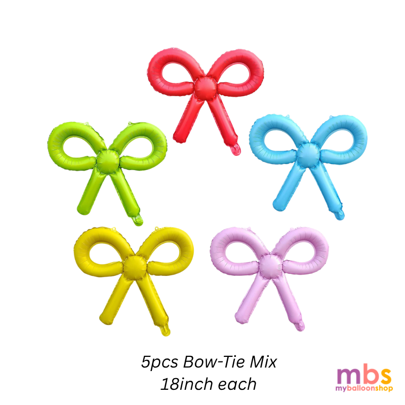 Bow Tie Colorful Ribbon Foil Balloons
