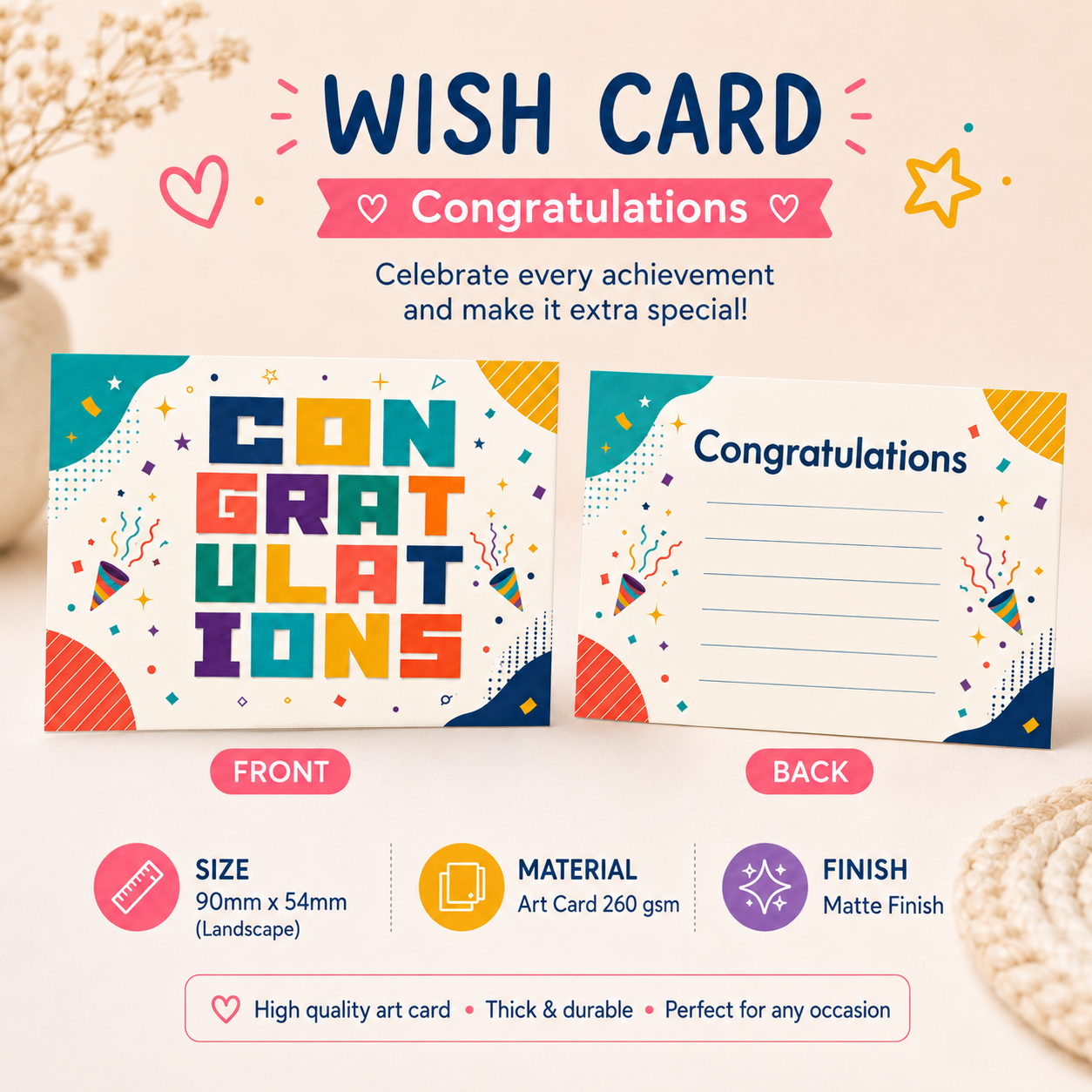 100 pcs/box Wish Card