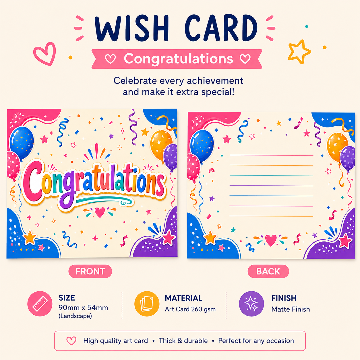 100 pcs/box Wish Card