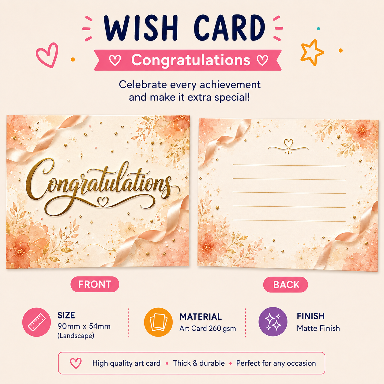 100 pcs/box Wish Card