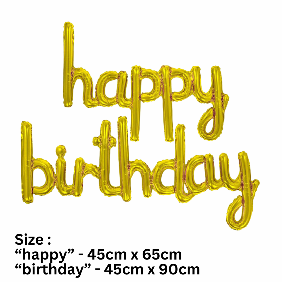 Cursive - Happy Birthday Balloons