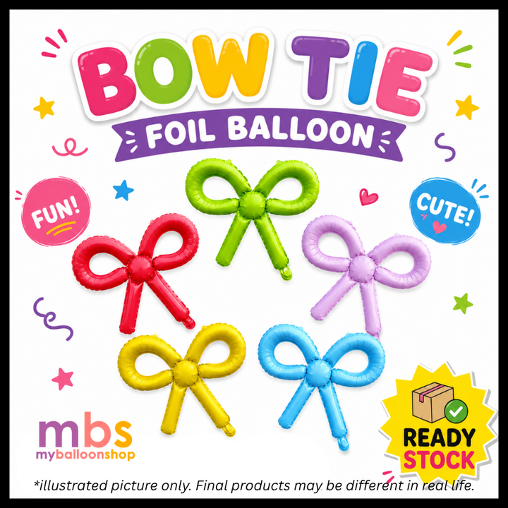 Bow Tie Colorful Ribbon Foil Balloons