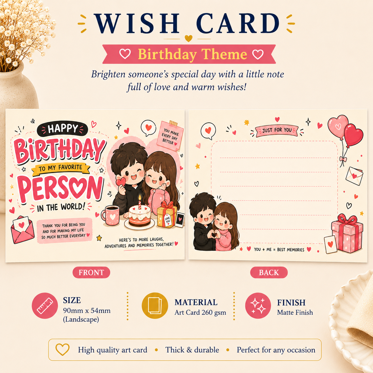 100 pcs/box Wish Card