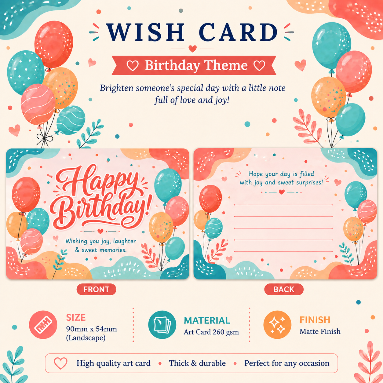 100 pcs/box Wish Card