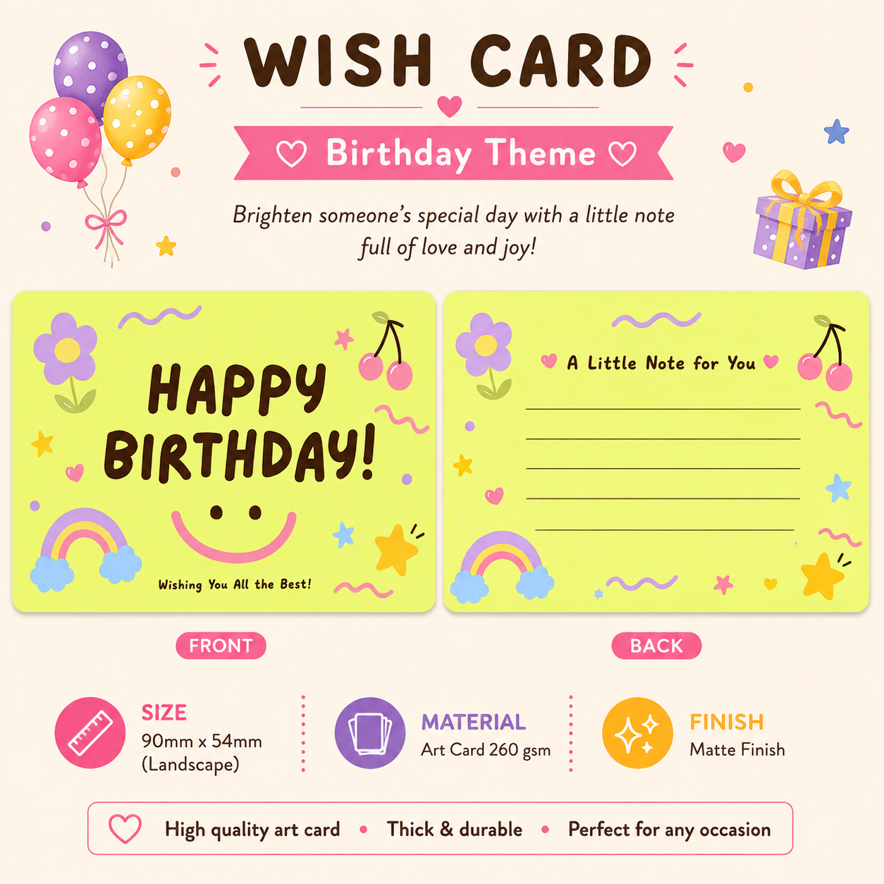 100 pcs/box Wish Card