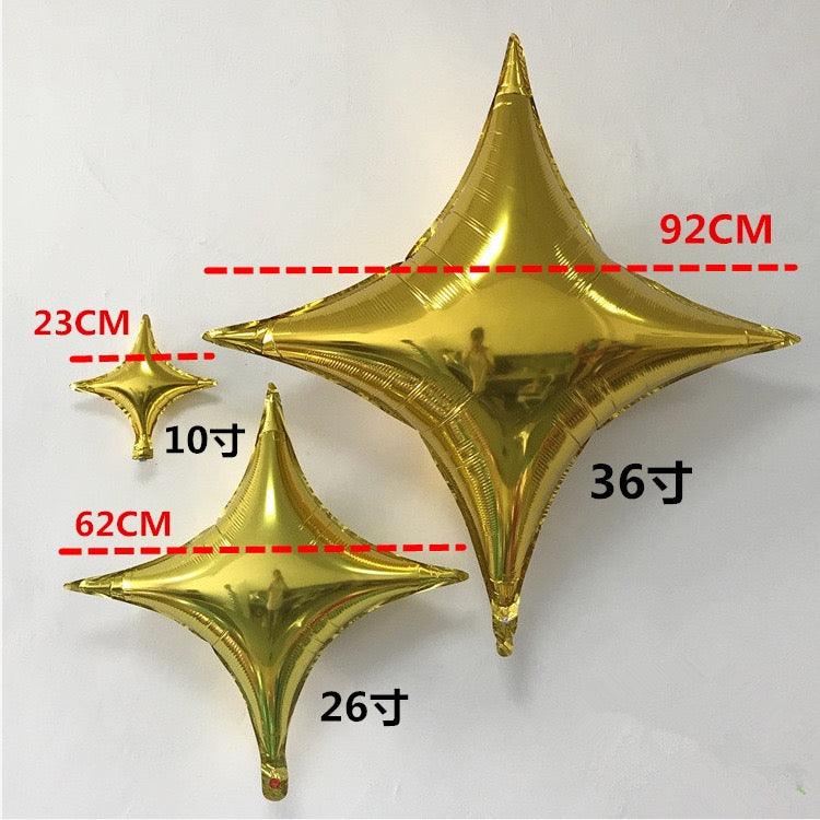 10/ 26 Inch 4 Pointed Star Foil Balloons