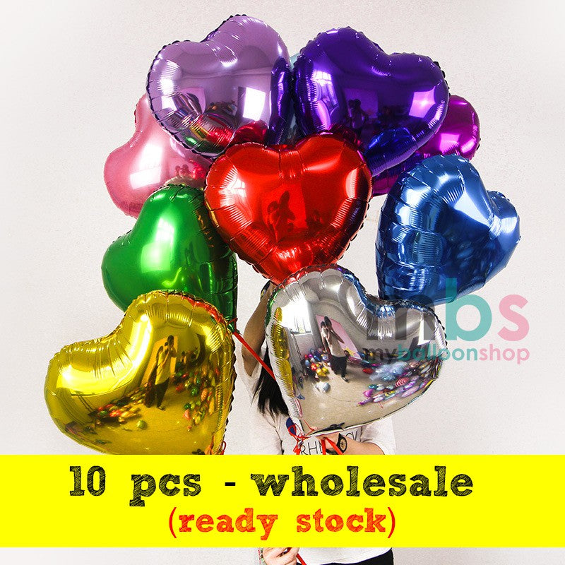 [10 pcs] Wholesale 18 inch Love Heart Foil Balloons (18L)