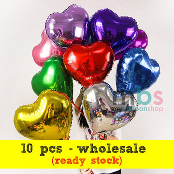[10 pcs] Wholesale 18 inch Love Heart Foil Balloons (18L)