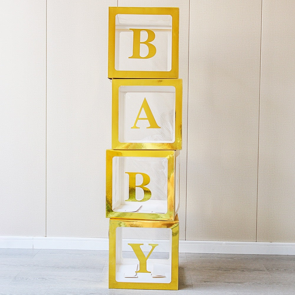 1 pc - Gold Letter Boxes Transparent Birthday Party Decoration (LBOXGO)