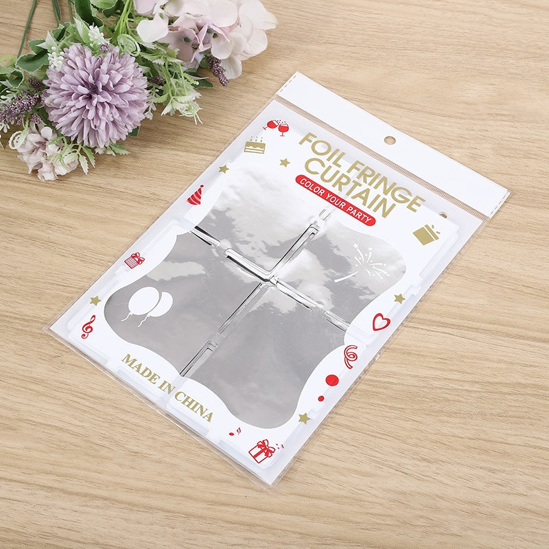 Square Curtain Foil Backdrop Banner Decorations