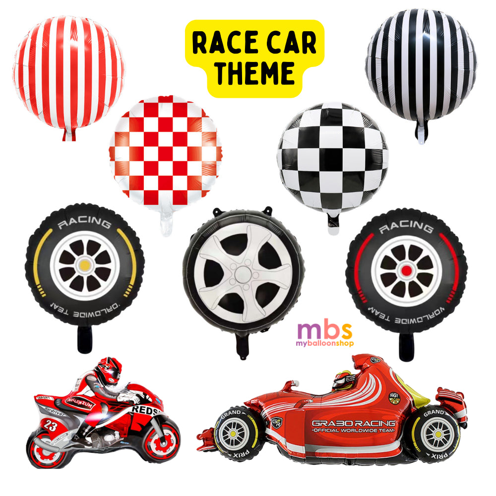 Car Race Theme McQueen Flags Foiled Balloons