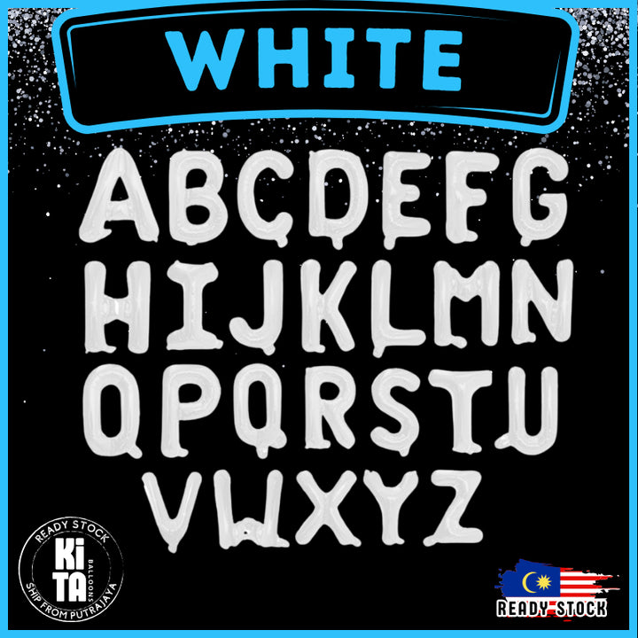 【16 INCH】White ABC Balloons