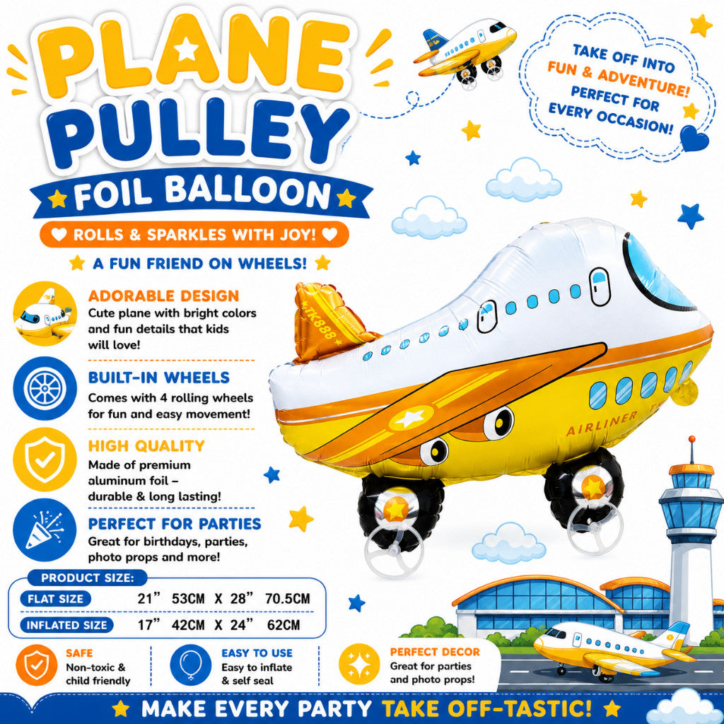 Pulley Wheel Cartoon Foil Balloon Belon Beroda Tarik