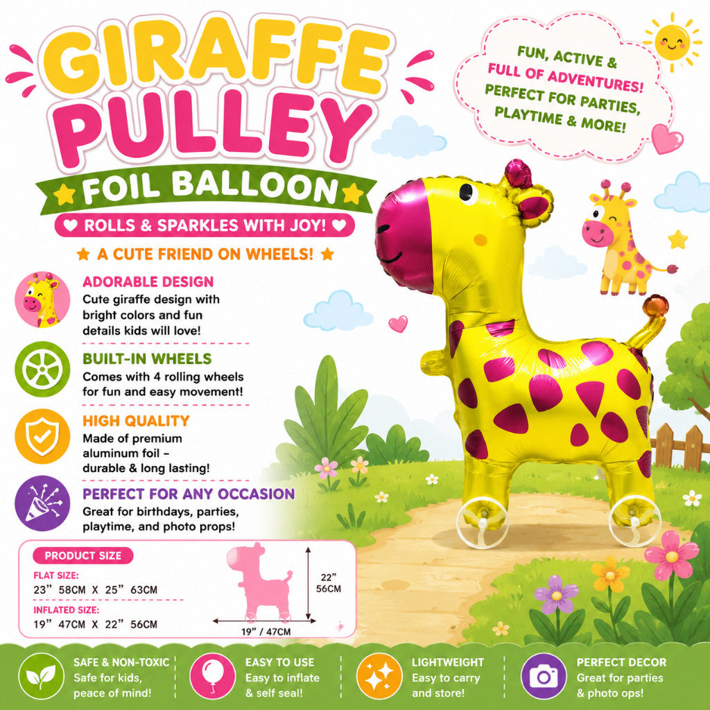 Pulley Wheel Cartoon Foil Balloon Belon Beroda Tarik