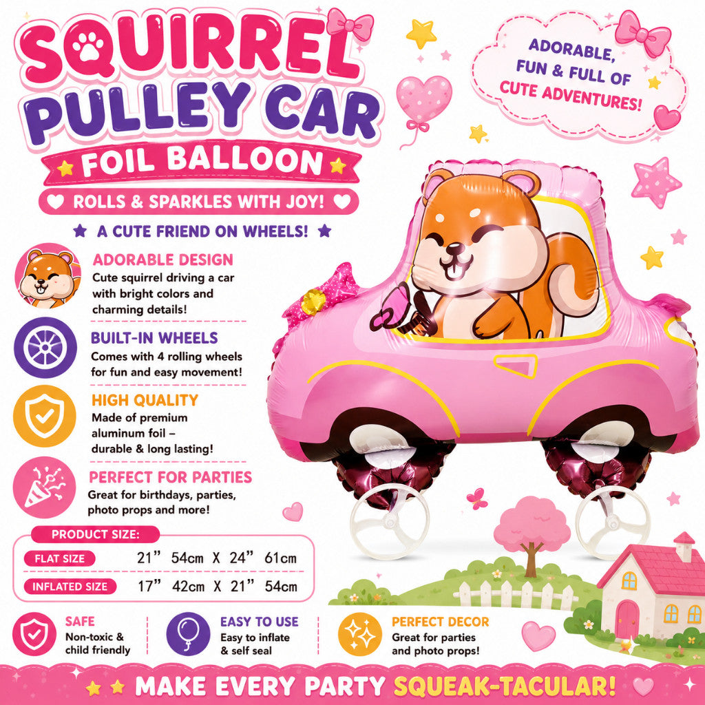 Pulley Wheel Cartoon Foil Balloon Belon Beroda Tarik