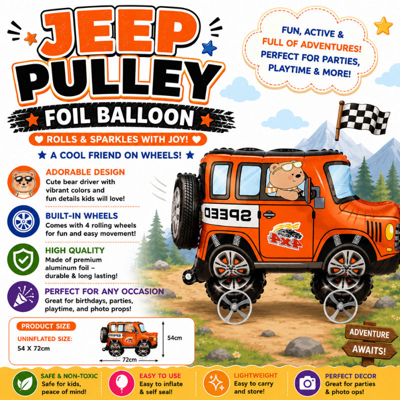 Pulley Wheel Cartoon Foil Balloon Belon Beroda Tarik