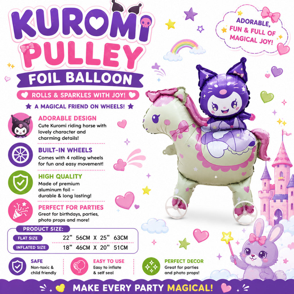 Pulley Wheel Cartoon Foil Balloon Belon Beroda Tarik