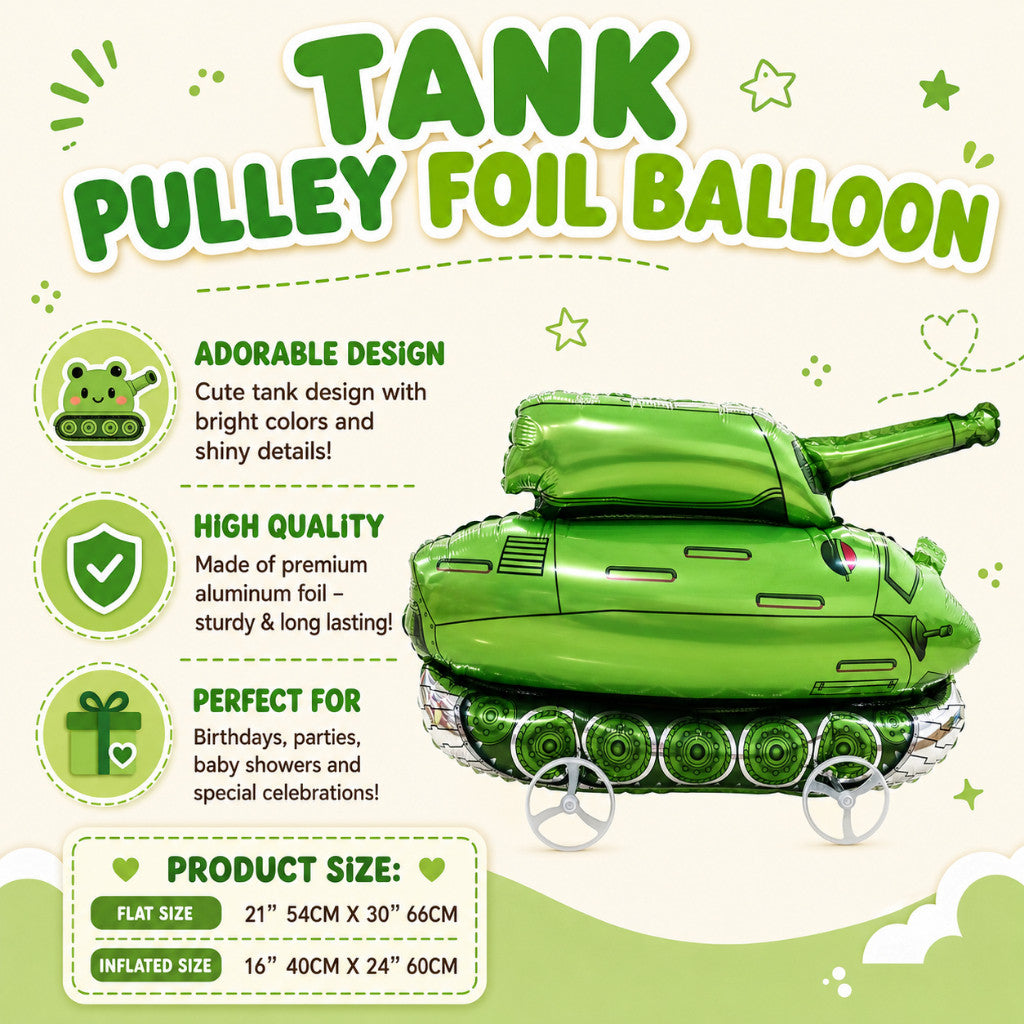 Pulley Wheel Cartoon Foil Balloon Belon Beroda Tarik