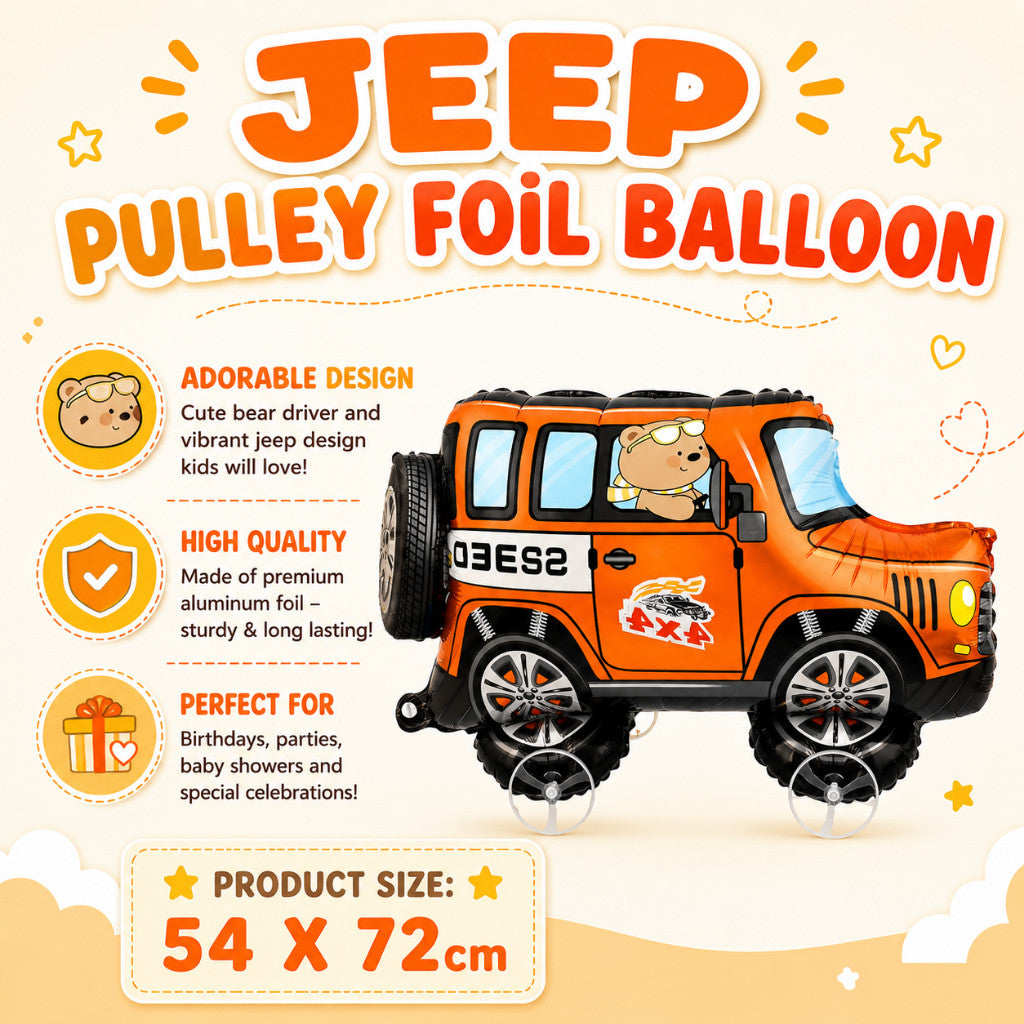 Pulley Wheel Cartoon Foil Balloon Belon Beroda Tarik