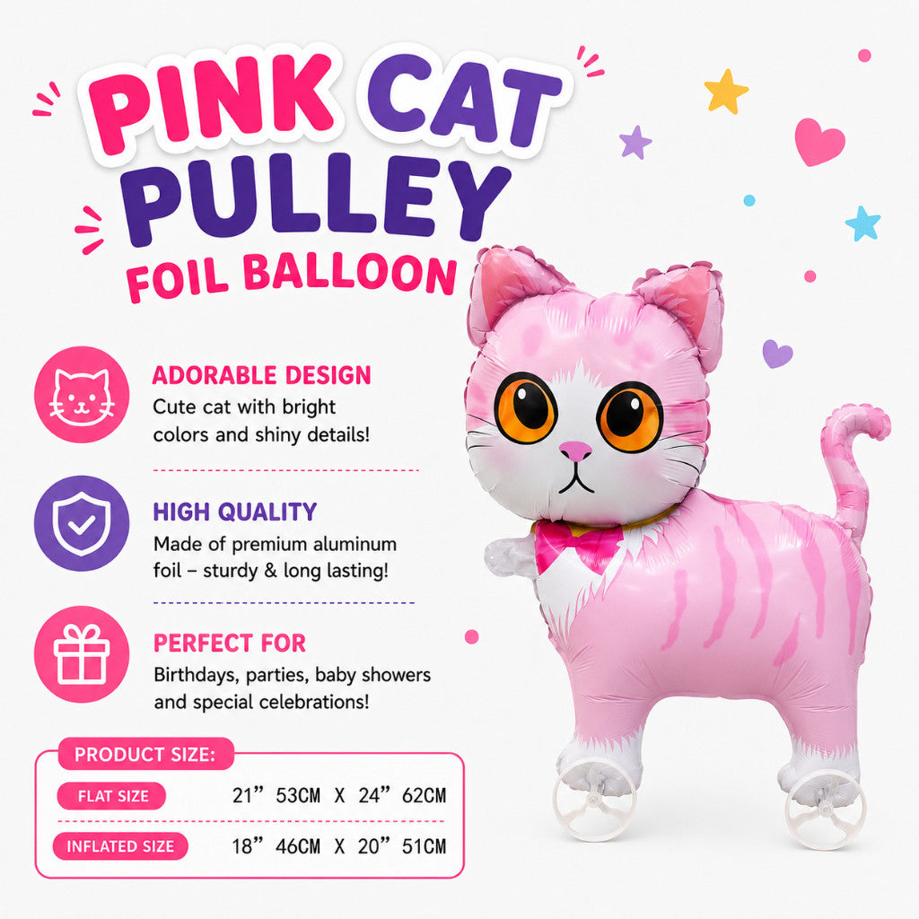 Pulley Wheel Cartoon Foil Balloon Belon Beroda Tarik