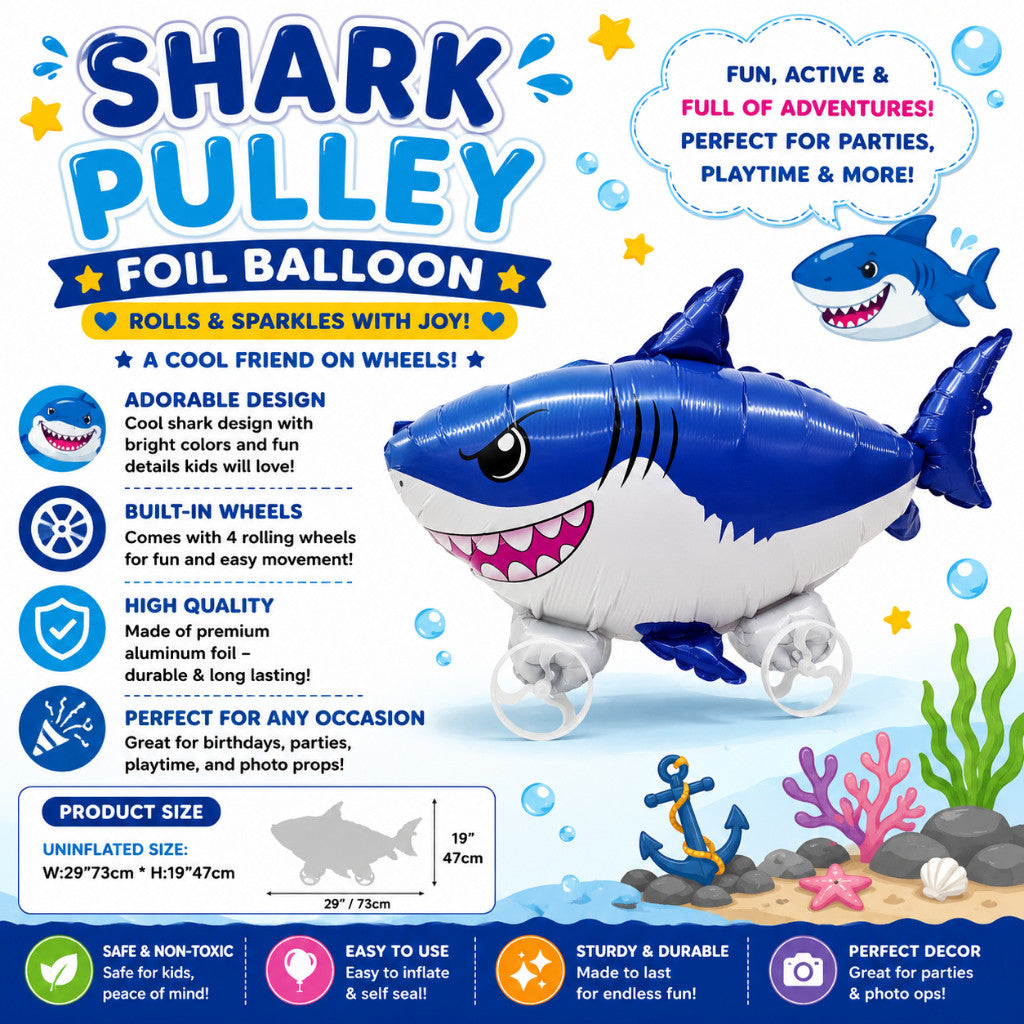Pulley Wheel Cartoon Foil Balloon Belon Beroda Tarik