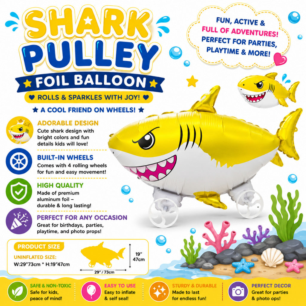 Pulley Wheel Cartoon Foil Balloon Belon Beroda Tarik