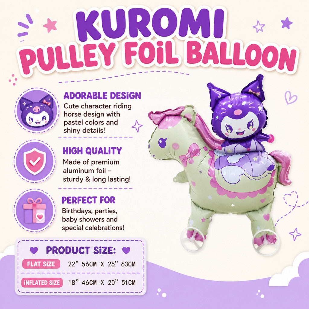 Pulley Wheel Cartoon Foil Balloon Belon Beroda Tarik