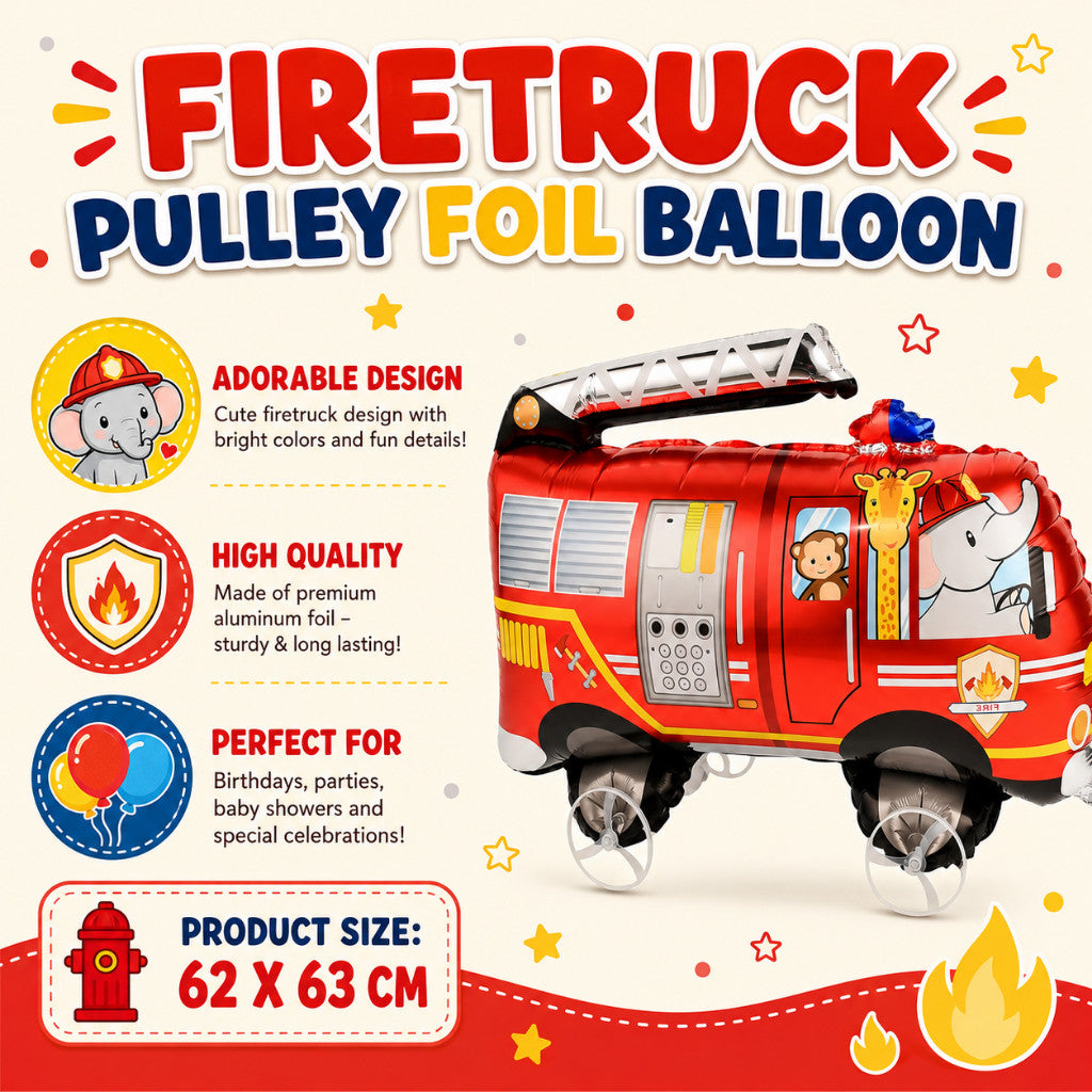 Pulley Wheel Cartoon Foil Balloon Belon Beroda Tarik