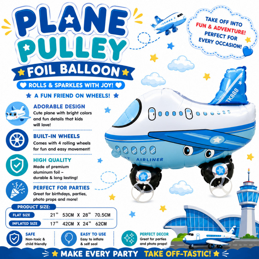 Pulley Wheel Cartoon Foil Balloon Belon Beroda Tarik