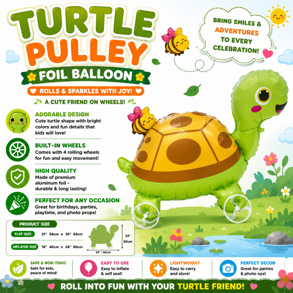 Pulley Wheel Cartoon Foil Balloon Belon Beroda Tarik