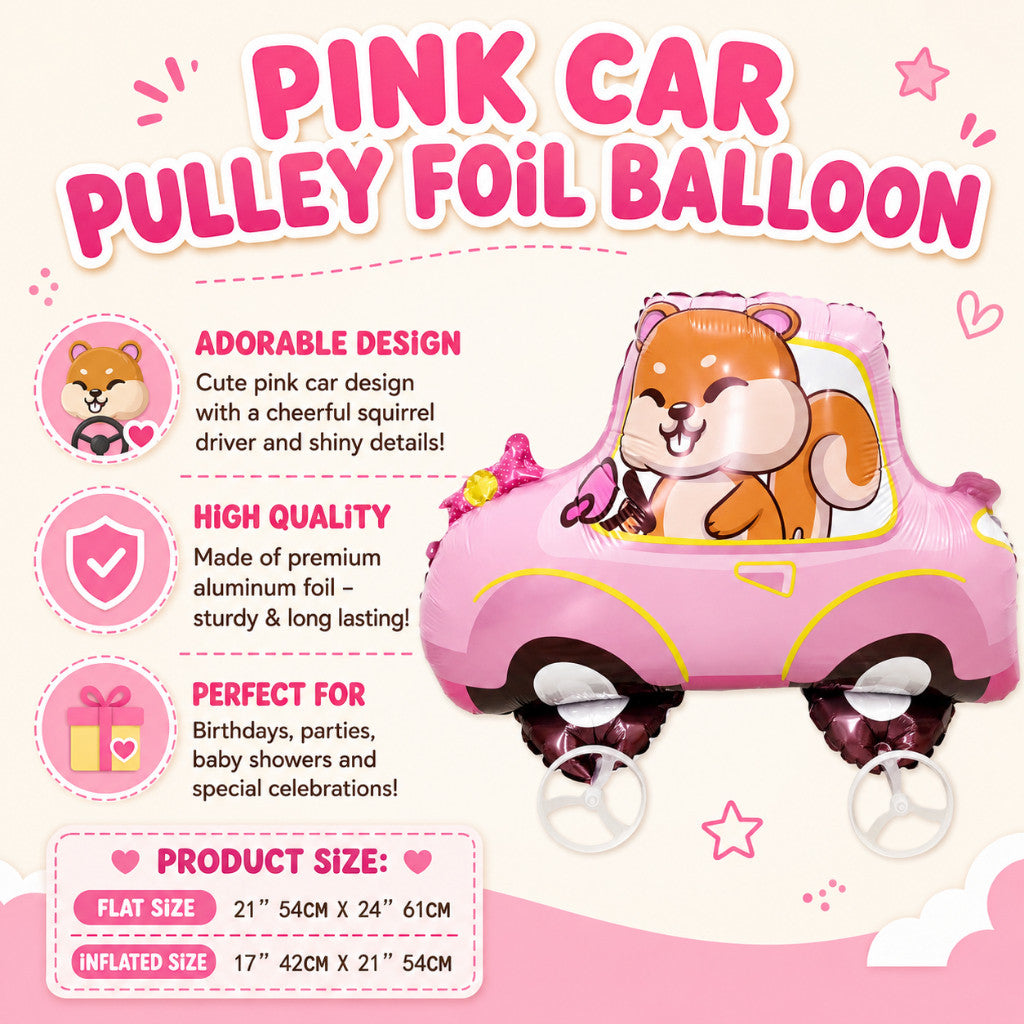 Pulley Wheel Cartoon Foil Balloon Belon Beroda Tarik