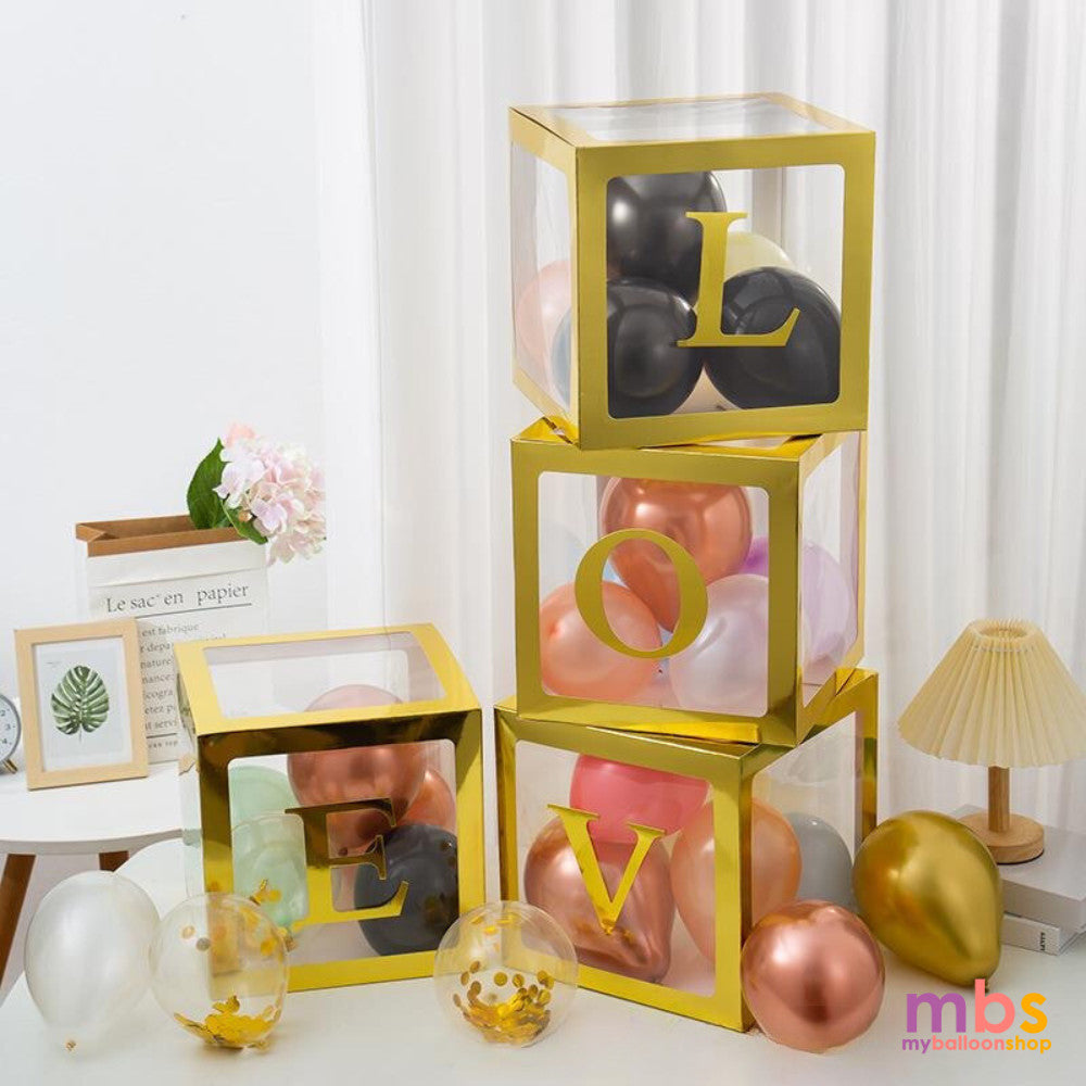 1 pc - Gold Letter Boxes Transparent Birthday Party Decoration (LBOXGO)