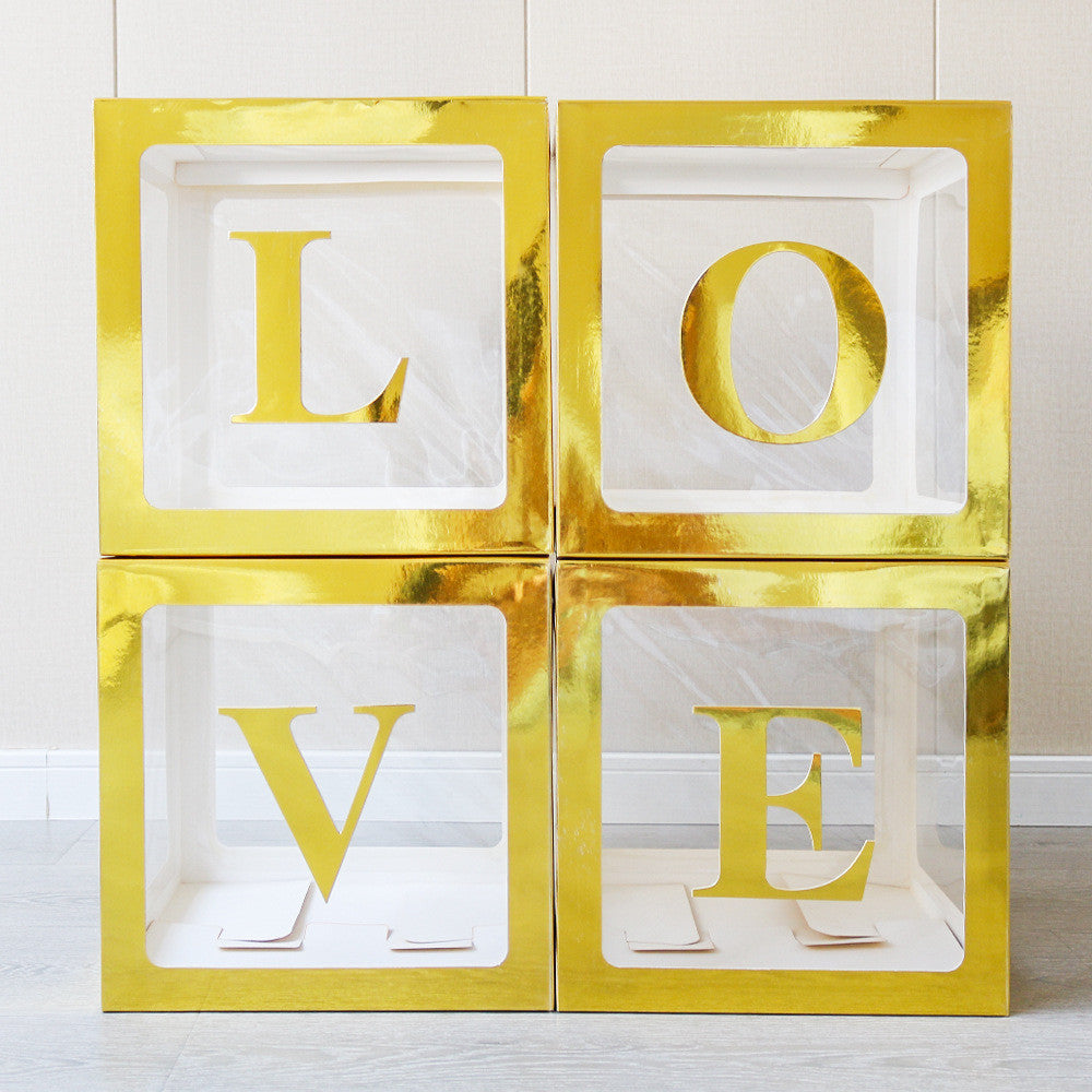 1 pc - Gold Letter Boxes Transparent Birthday Party Decoration (LBOXGO)